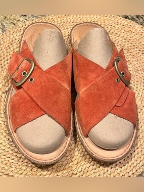 Born Rio Sandals BR0019605 Burnt Orange Suede Womens Sz 7 M